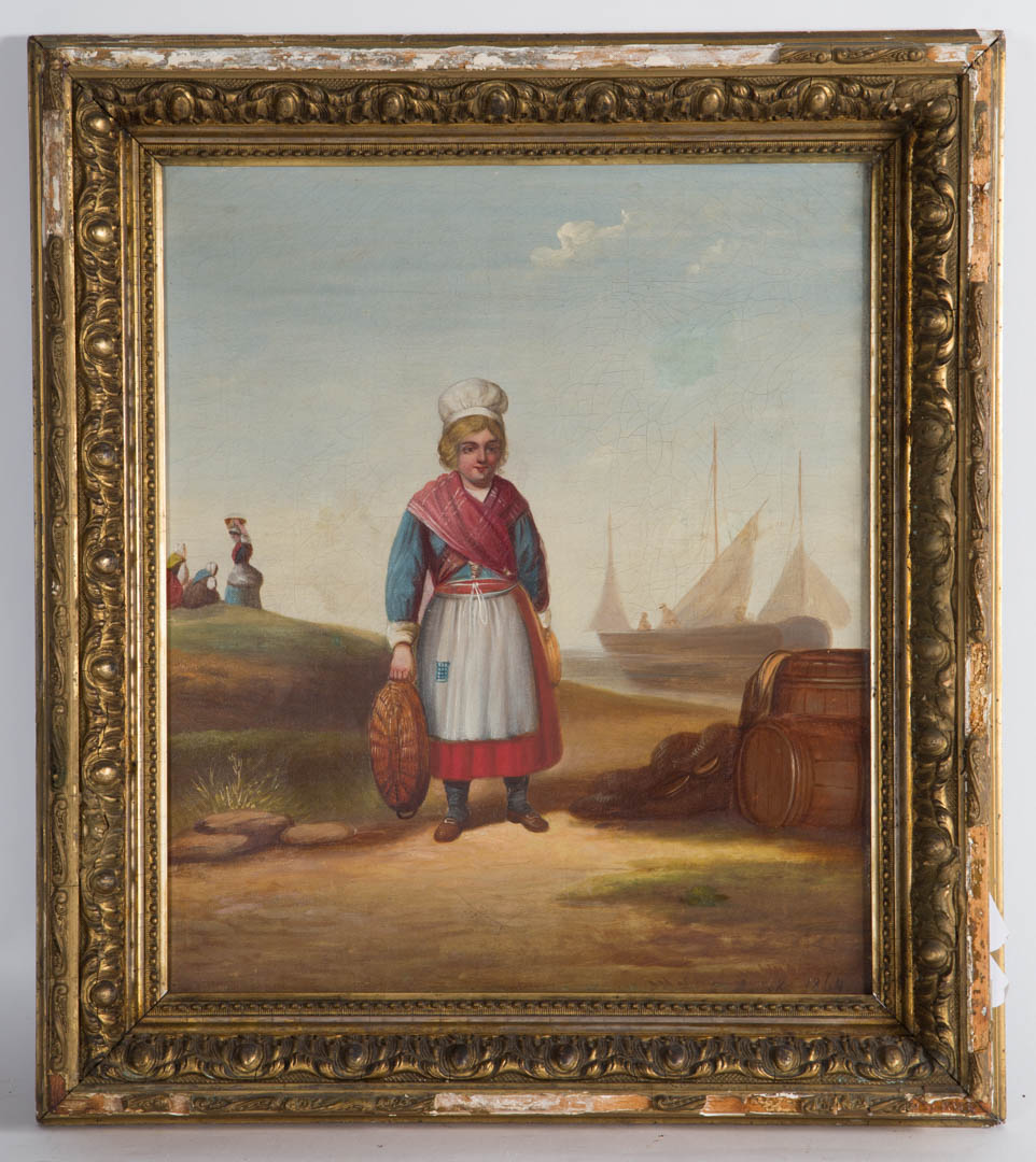 Appraisal: Framed oil on canvas of fisherman Undernumber