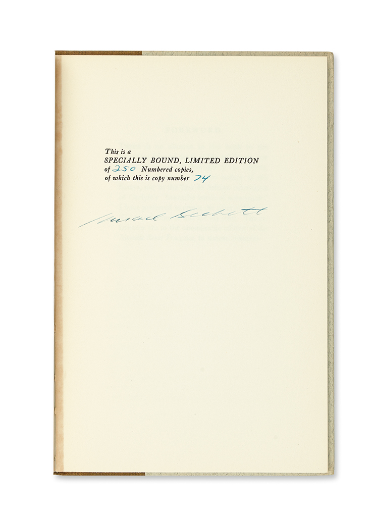 Appraisal: BECKETT SAMUEL Proust vo original cloth-backed paper-covered boards spine and