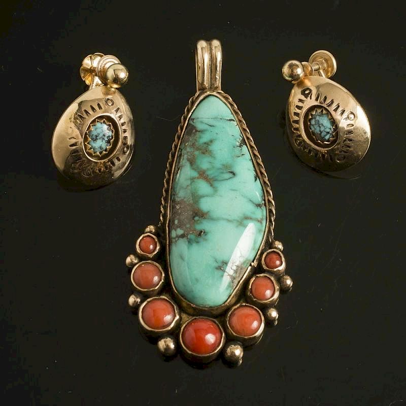 Appraisal: Assorted k Turquoise Jewelry Assorted k turquoise jewelry comprising a