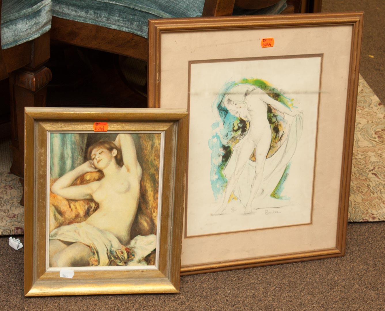 Appraisal: Two framed artworks one by Rauelle