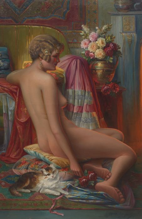 Appraisal: MAX ALBERT CARLIER BELGIAN - x Seated nude Oil on