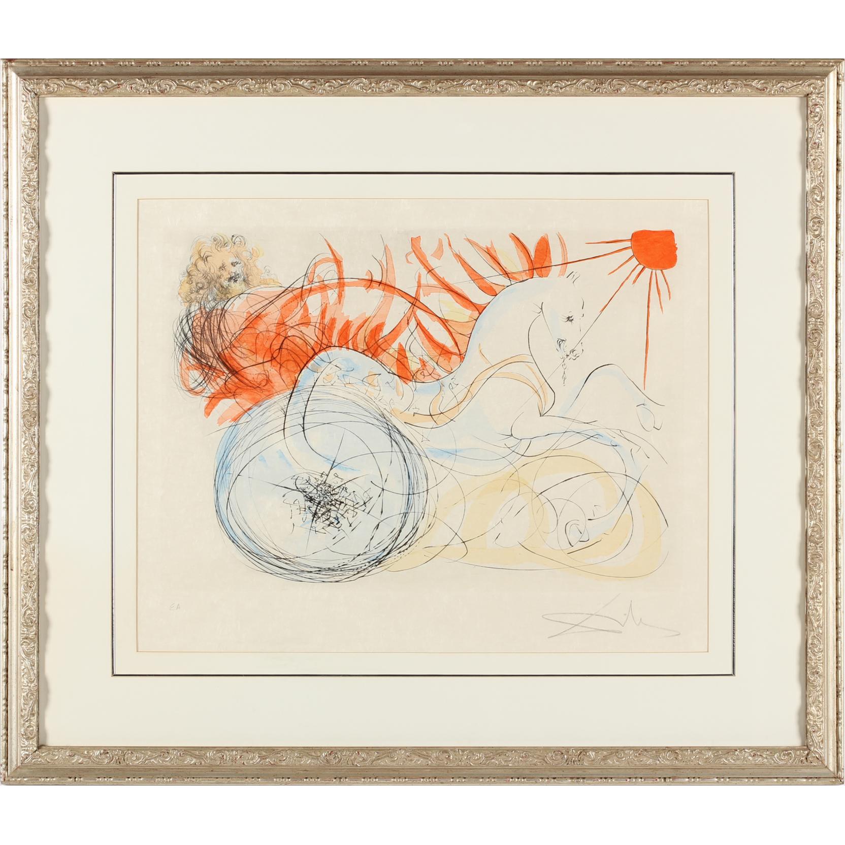 Appraisal: Salvador Dal - drypoint etching with stencil signed in pencil