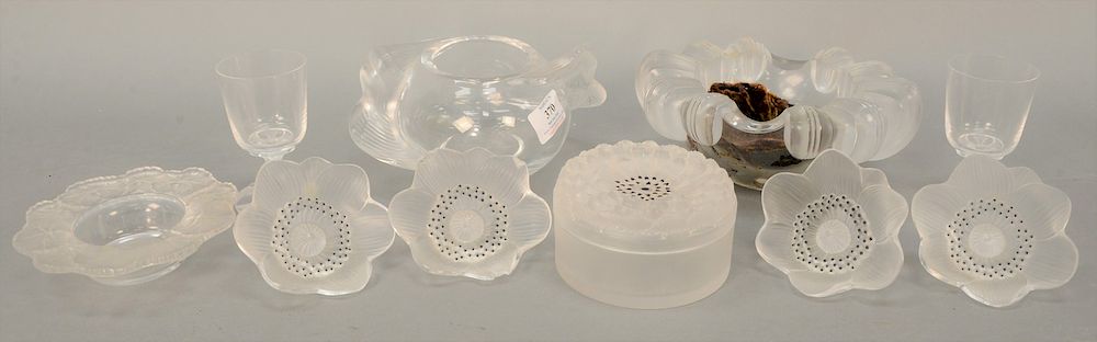 Appraisal: Ten piece lot to include frosted glass Lalique bowl Adelaid