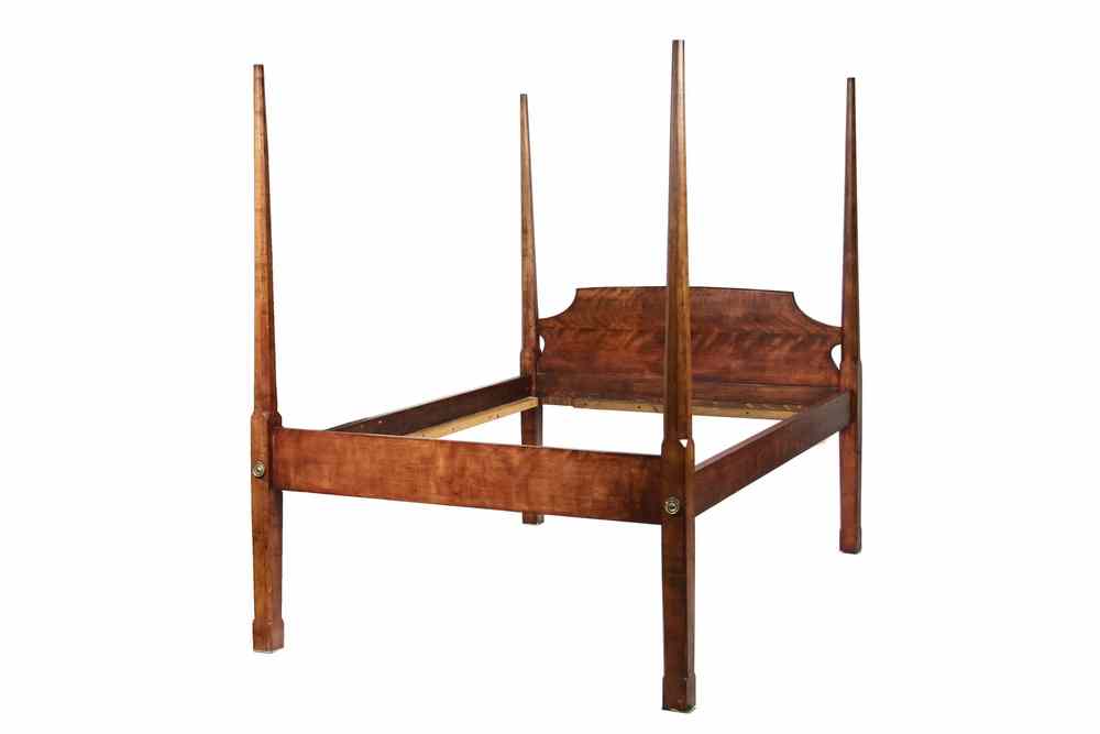 Appraisal: CUSTOM BENCH-MADE BED - Replica Colonial Maple Pencil Post Bed