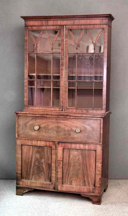 Appraisal: A late George III mahogany Secretaire bookcase the upper part