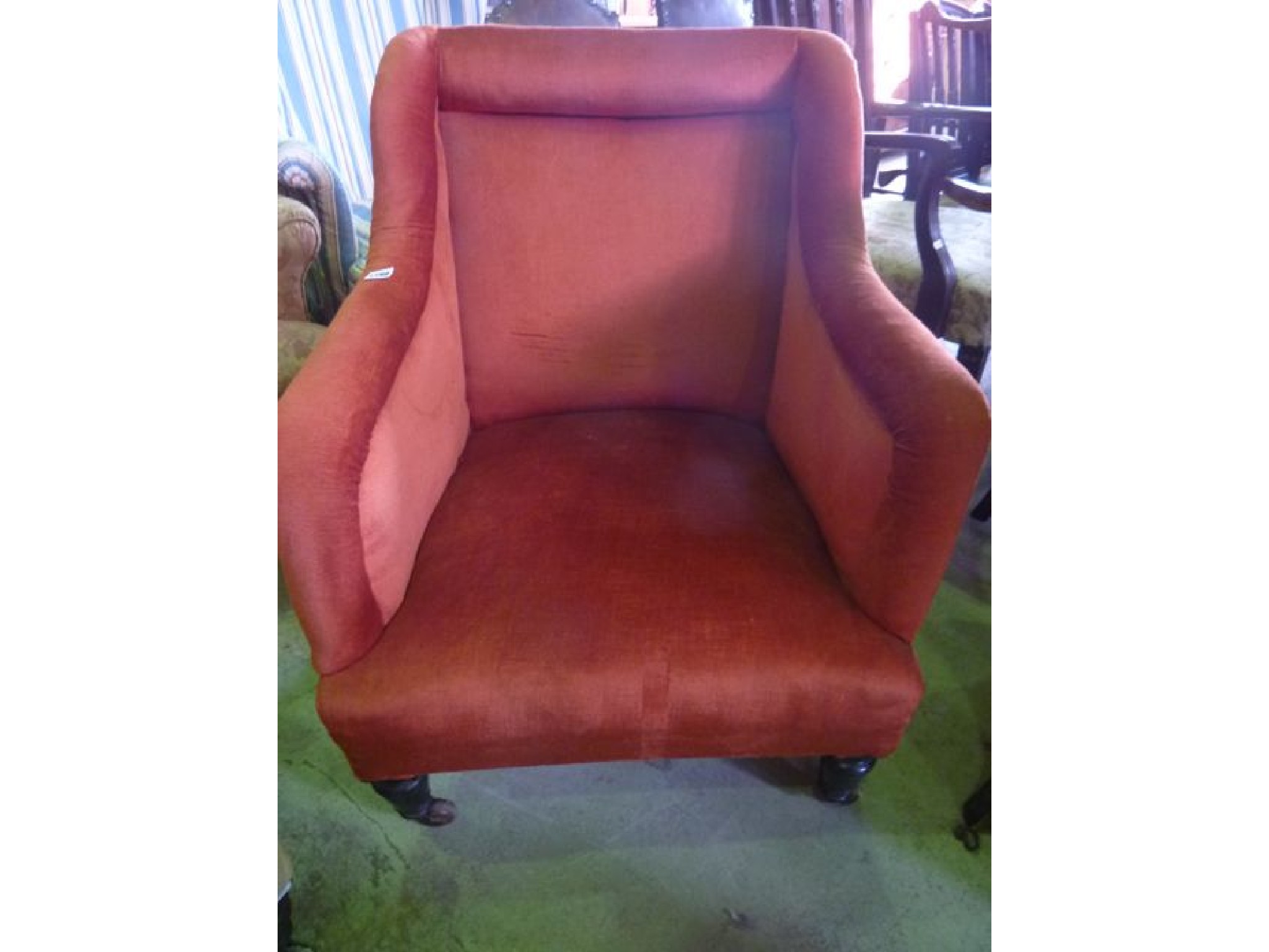 Appraisal: An Edwardian drawing room chair with shaped outline upholstered finish