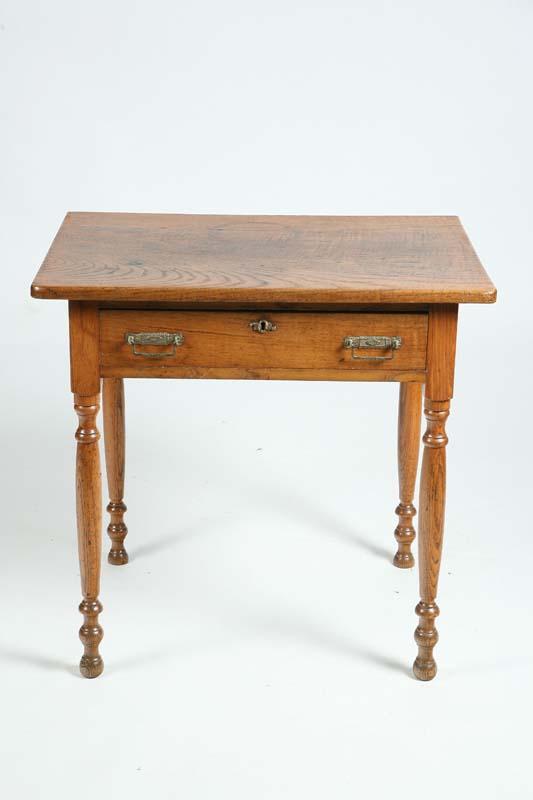 Appraisal: ONE DRAWER STAND Chestnut with bale handles and turned legs