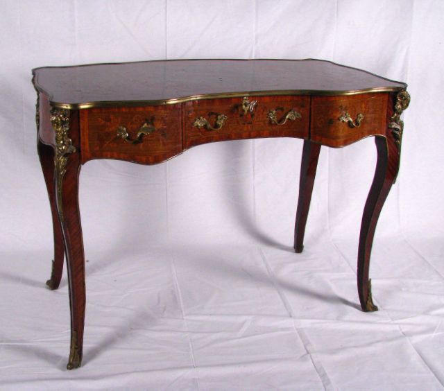 Appraisal: Louis XV Style French Inlaid Writing Desk with figural mounts