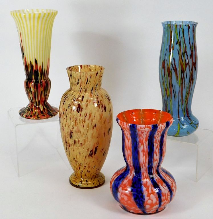 Appraisal: PC Welz Bohemian Czech Art Deco Art Glass Vases Bohemia