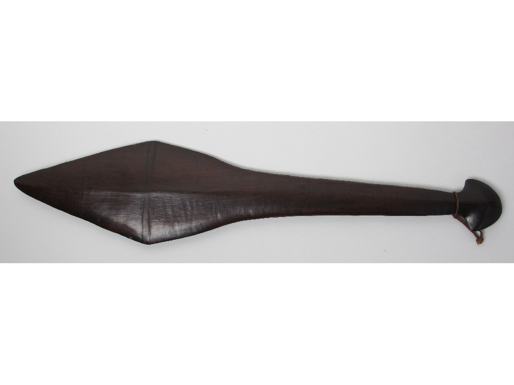 Appraisal: A South Sea Island hardwood oar with flattened blade and