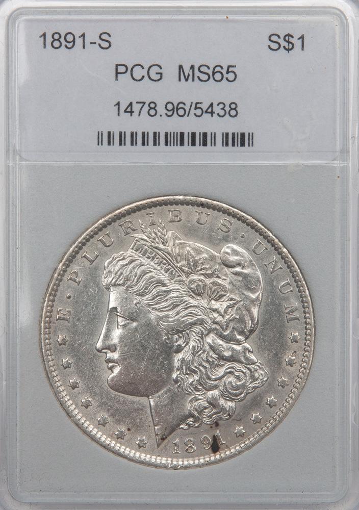 Appraisal: -S MORGAN SILVER DOLLAR IN SLAB An -S San Francisco