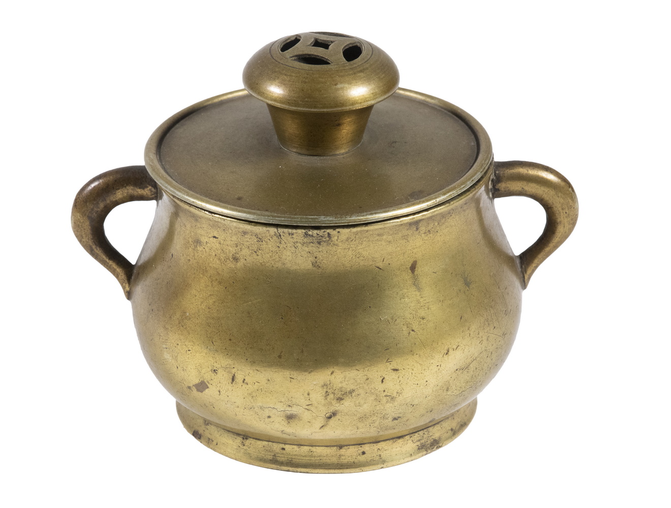 Appraisal: CHINESE BRONZE LIDDED CENSER th c or Earlier Censer with