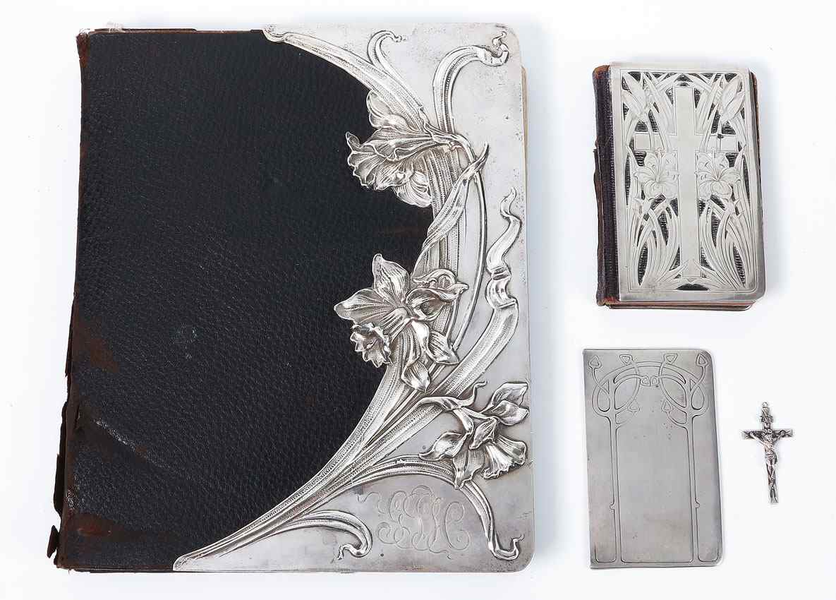 Appraisal: ART NOUVEAU STERLING MOUNTED BOOKS To include Dominick Haff sterling