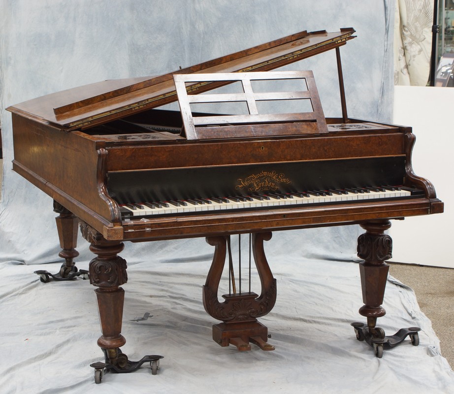 Appraisal: Burl walnut English grand piano by John Birchwood Sons London