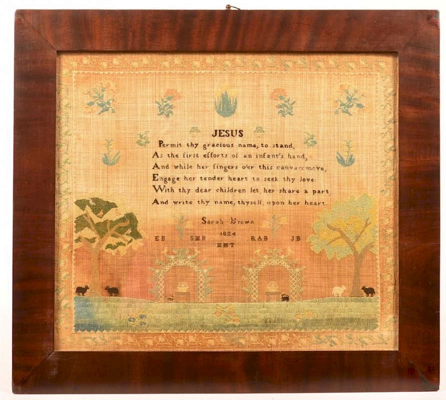 Appraisal: Early th Century Religious Text Sampler Early th Century Religious