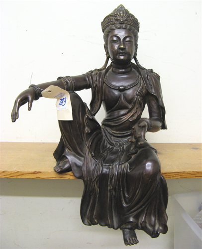 Appraisal: CHINESE BRONZE FIGURE of a female deity cast in seated