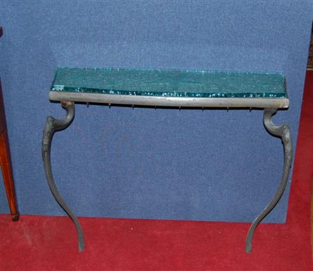 Appraisal: CAST IRON AND GLASS CONSOLE TABLE BY MARK BRAZIER-JONES AND