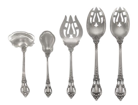 Appraisal: Sale Lot Five American Silver Flatware Servers Lunt Silversmiths Greenfield