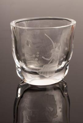 Appraisal: An Orrefors Swedish glass vase etched a harpist design by