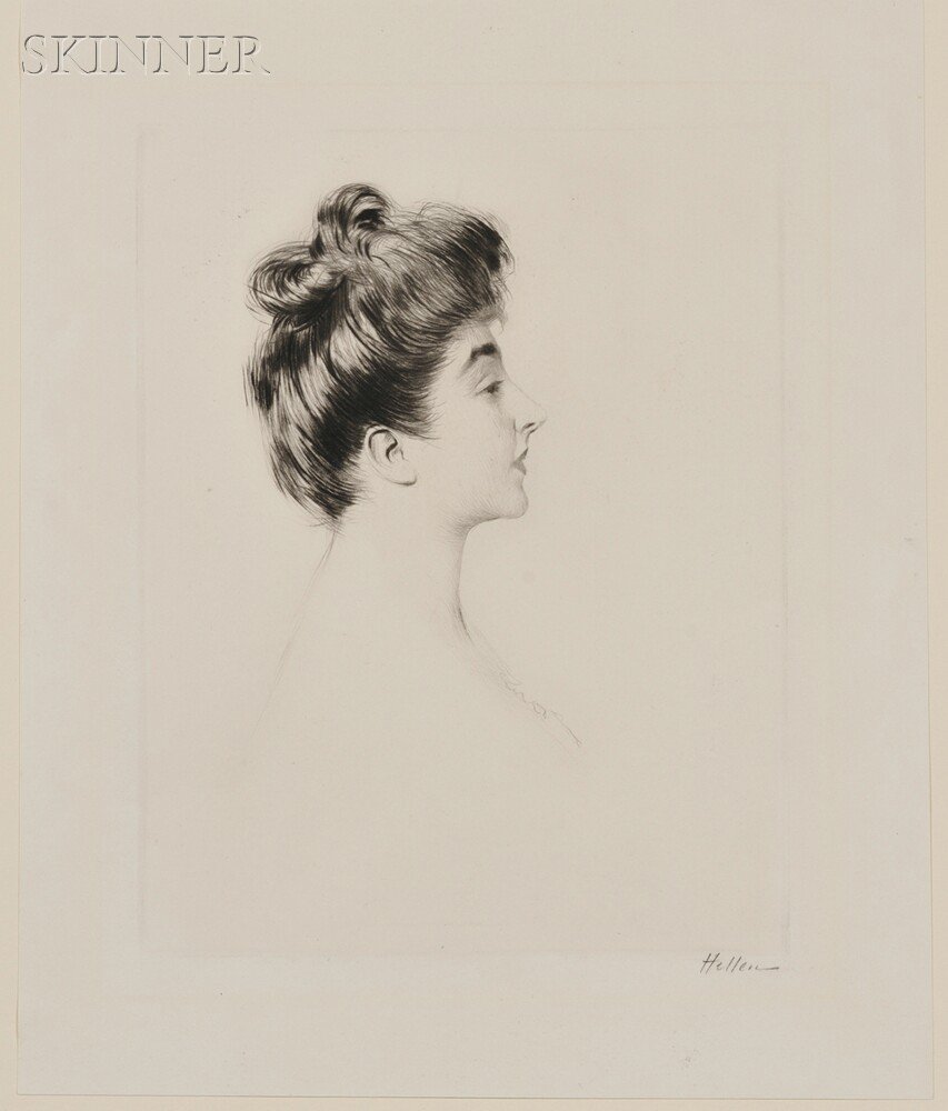 Appraisal: Paul C sar Helleu French - Profile Possibly Mademoiselle Lemaire