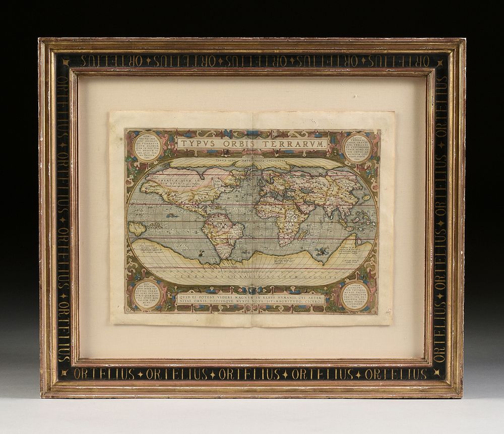 Appraisal: A RENAISSANCE MAP Typus Orbis Terrarum ABRAHAM ORTELIUS ANTWERP -