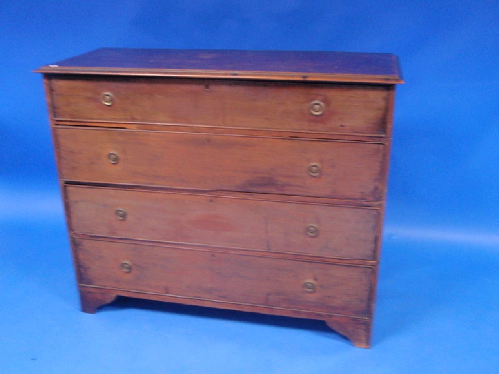 Appraisal: A thC mahogany chest of four long graduated drawers with