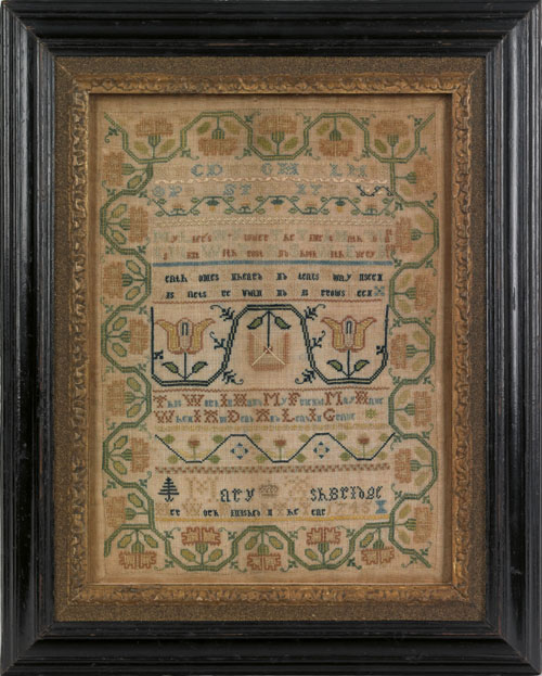 Appraisal: Important Philadelphia silk on linen band sampler dated and wrought