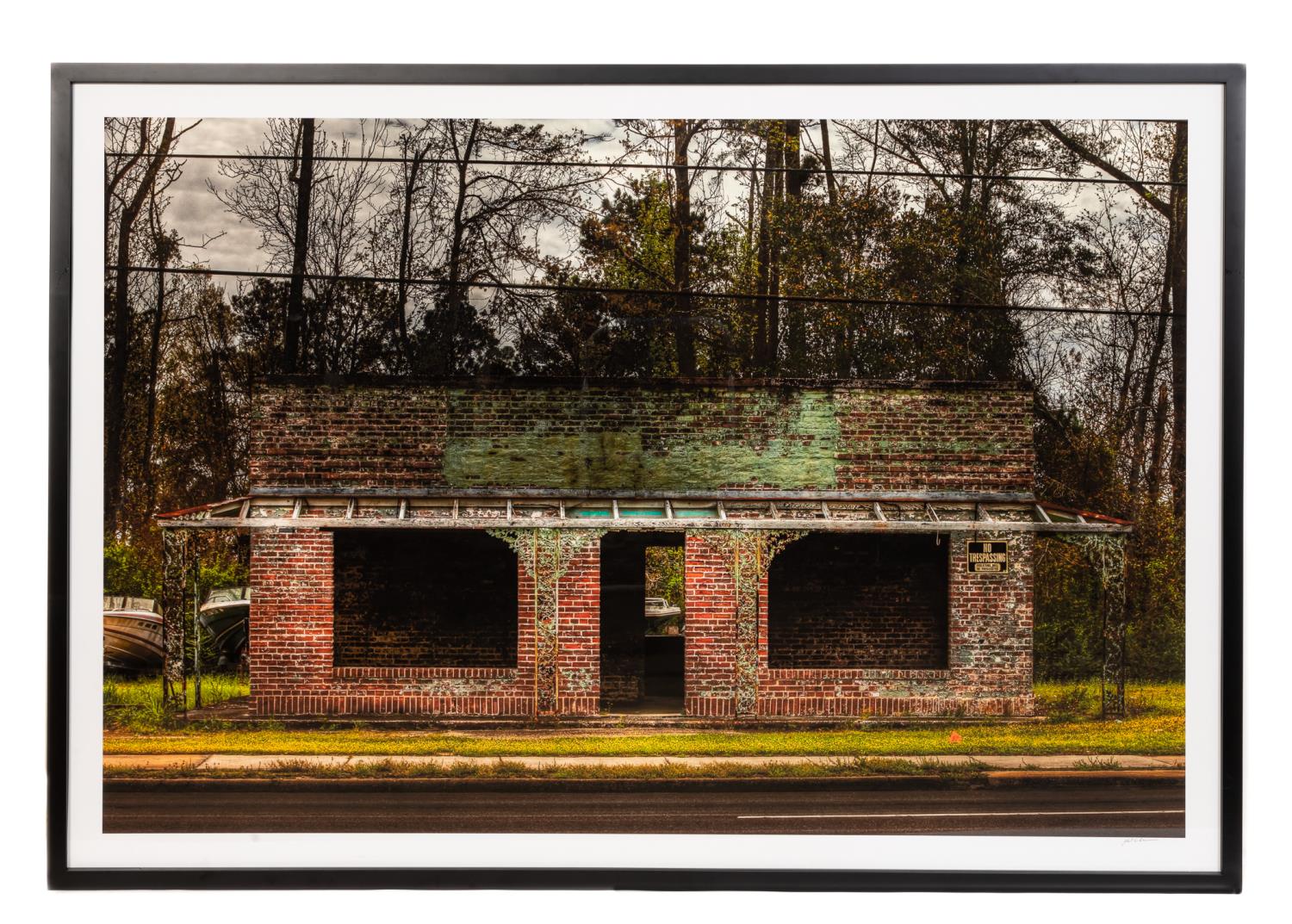 Appraisal: LARGE FORMAT COLOR PHOTOGRAPH BRICK TRAIN DEPOT American or Continental