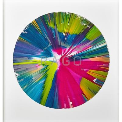 Appraisal: Damien Hirst British b Circle Spin Painting Created at Damien