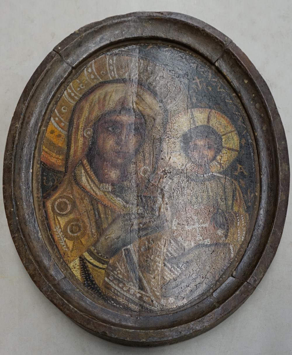 Appraisal: Eastern European Icon of Mother of God Oval x in