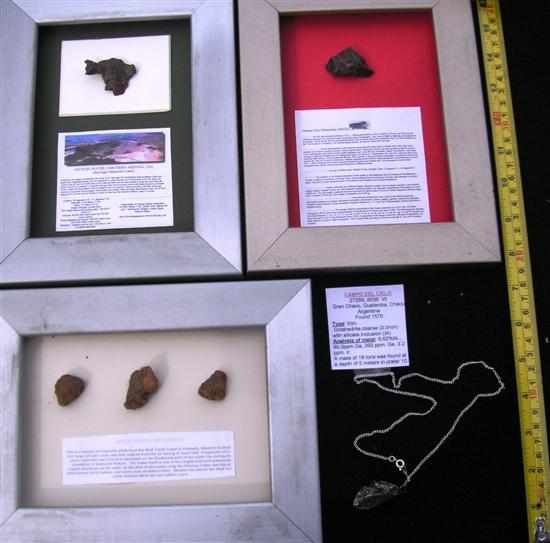 Appraisal: THREE FRAMED METEORITES Nantan Wolf Creek Canyon Diabalo and campo-del-cielo