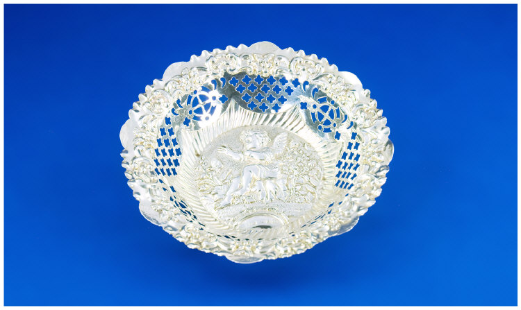 Appraisal: Victorian Solid Silver Bon-bon dish with Pierced Fretwork border with