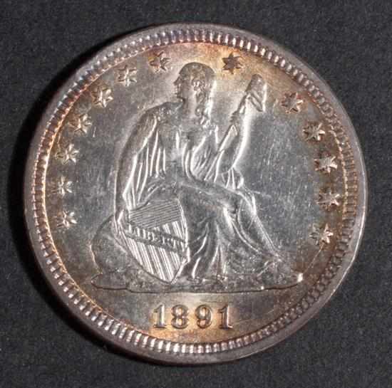 Appraisal: United States seated Liberty type silver quarter dollar MS- with