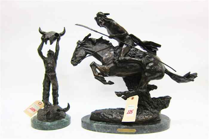 Appraisal: TWO REMINGTON BRONZE SCULPTURES after Frederic Sackrider Remington American -