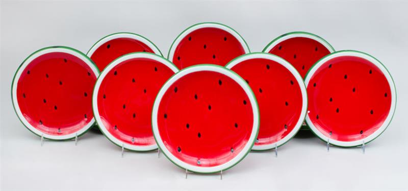 Appraisal: Italica Ars Twelve 'Watermelon' Plates Glazed earthenware marked x in