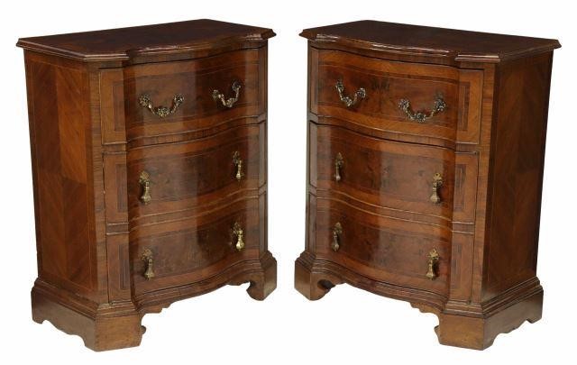 Appraisal: pair Italian Baroque style bedside cabinets th c shaped burlwood