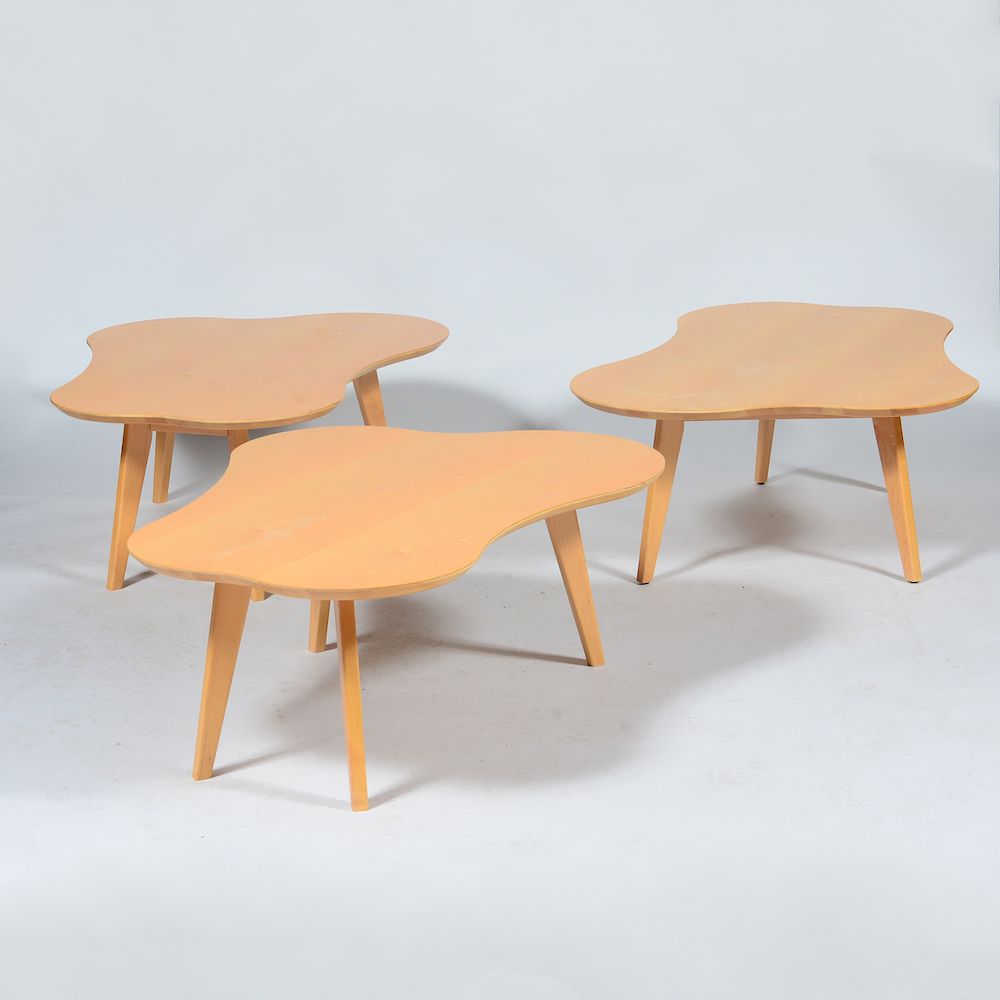 Appraisal: Set of Three Maple Biomorphic Low Tables All approx x