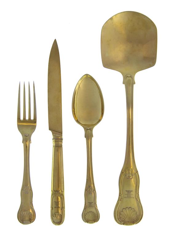 Appraisal: Sale Lot A George III Silver-Gilt Dessert Flatware Service Eley