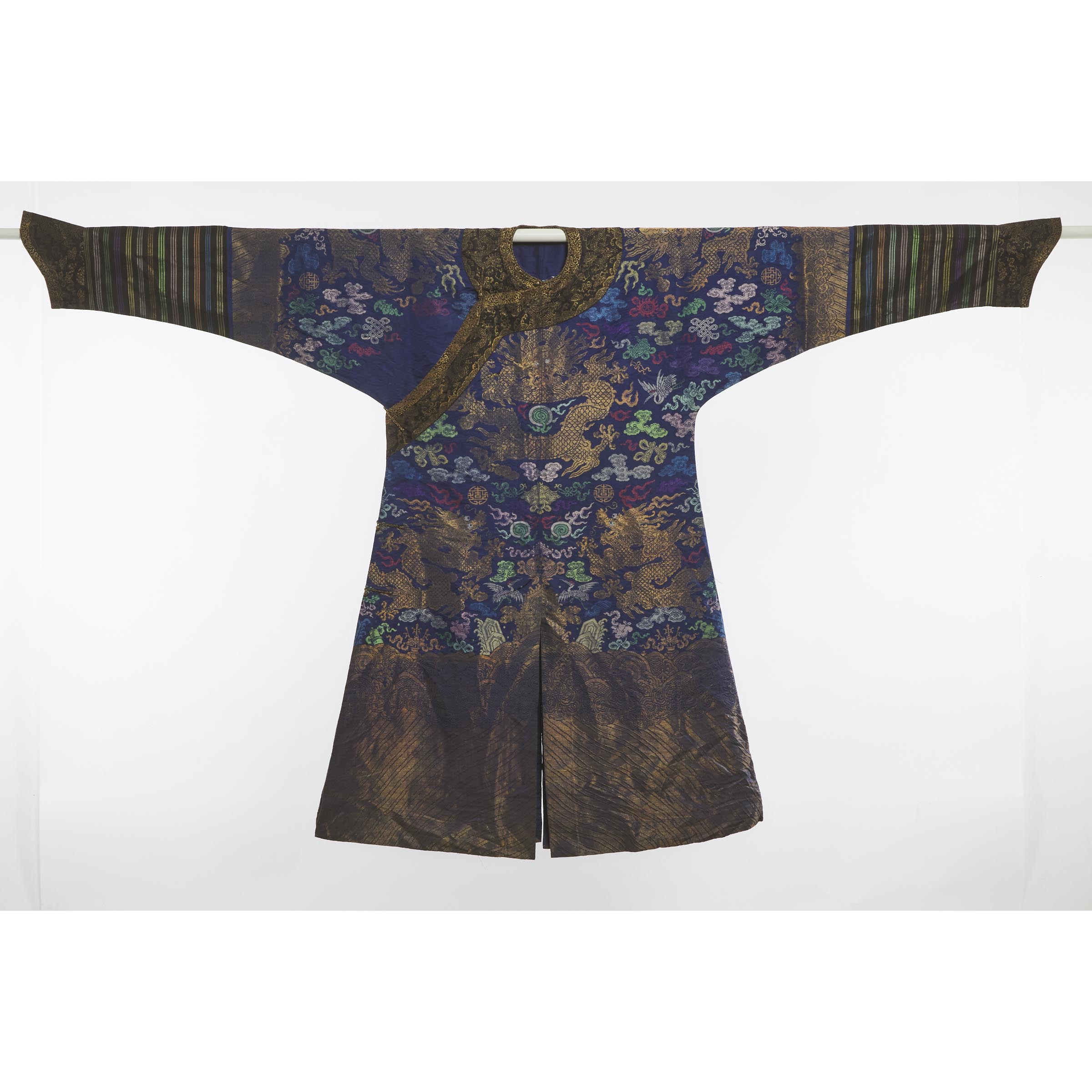 Appraisal: A Blue-Ground Embroidered Silk 'Dragon' Robe Ji Fu th Century