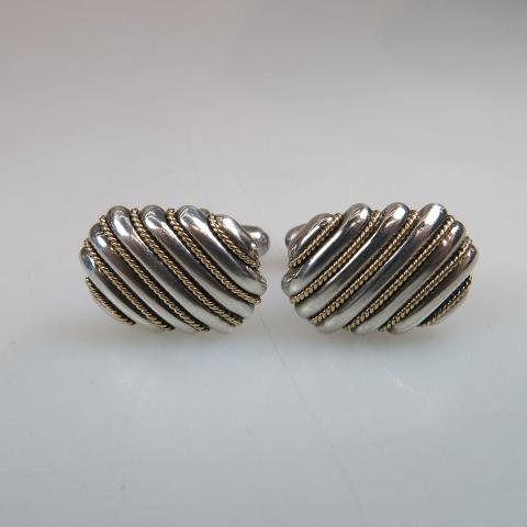 Appraisal: Pair Of Tiffany Co Sterling Silver Cufflinks with twisted gold