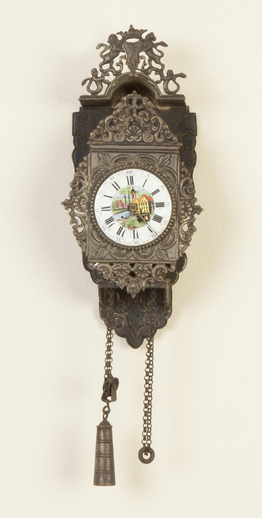 Appraisal: Miniature Dutch Hood in Silver Enameled porcelain dial Watch movement