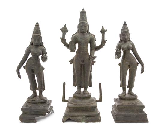 Appraisal: Sale Lot A South Indian Bronze Group of Vishnu with