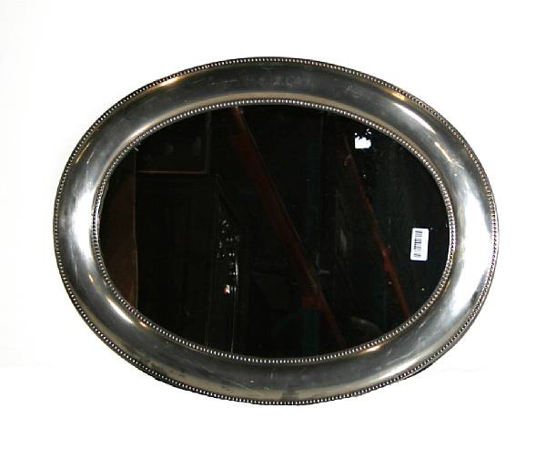 Appraisal: A Contemporary oval silver leaf mirror height in width in