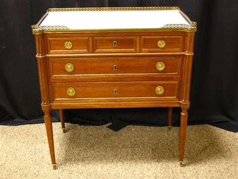 Appraisal: LOUIS XVI STYLE MAHOGANY MARBLE COMMODE Turn of the century