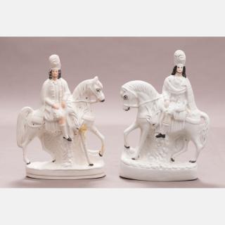 Appraisal: A Pair of Staffordshire Porcelain Figures on Horseback th Century