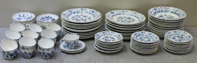 Appraisal: MEISSEN Blue Onion Porcelain Includes dinner plates single handle cups