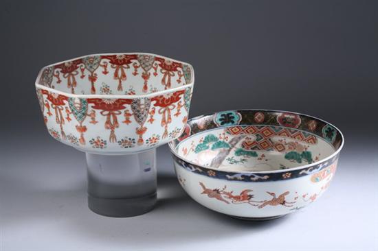 Appraisal: TWO JAPANESE IMARI PORCELAIN BOWLS Meiji period One octagonal with