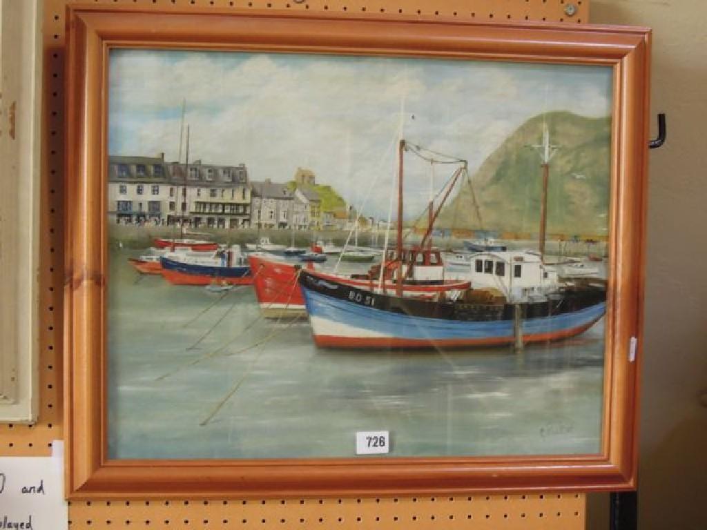 Appraisal: An oil painting on board of a harbour scene at