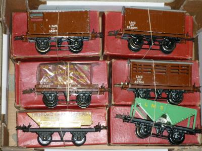 Appraisal: Six Hornby goods trucks L M S brake van L