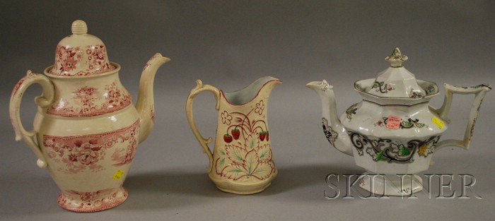 Appraisal: Three English Pottery Items early to mid- th century a